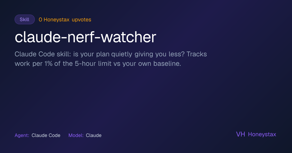 claude-nerf-watcher — worth testing on Honeystax